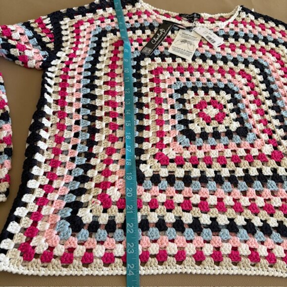 Charlie B Granny Square XL Long Sleeve Hand Crochet Knit Sweater NWT - Picture 6 of 11